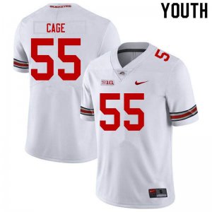 Youth Ohio State Buckeyes #55 Jerron Cage White Nike NCAA College Football Jersey Stability NTH0444KM